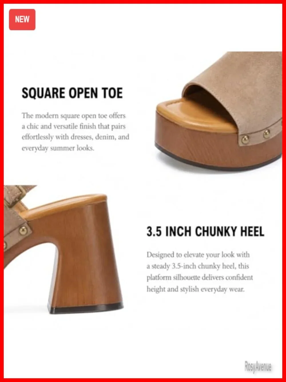 Studded Faux Suede Platform Mules Sandals with Chunky Block Heel Cushioned Open